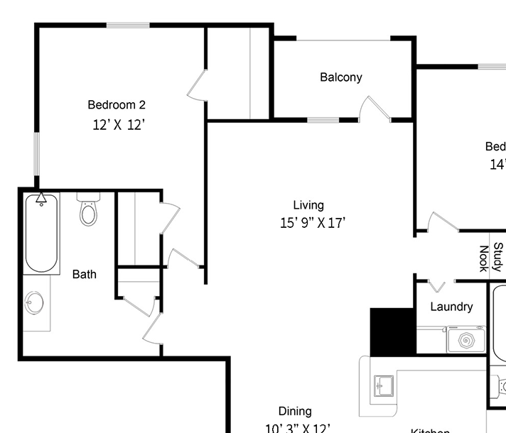 The Atlanta 2 bedroom Floorplan